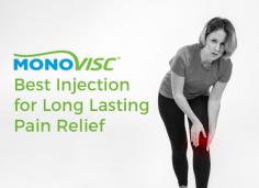 Monovisc is a viscosupplement that is designed to supplement the reduced amount of Hyaluronic Acid (HA) in osteoarthritis joints in order to get pain relief. Unlike other injections, it is directed in a single dose, thus reduce the visits to the doctor and lower down the cost.