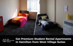 At West Village Suites, we offer premium student apartments for rent in Hamilton. Our apartments are available in 2, 3, 4, and 5 bedroom floor plans with private bathrooms, a kitchen, dining area, living area, storage, and balcony.