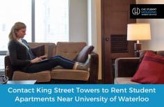 Want to rent a luxurious student apartment near Waterloo University? King Street Towers is the housing for you. We provide our residents with modern and fully-furnished apartments that are managed by our on-site management staff at all times.