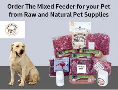 Get in touch with Raw and Natural Pet Supplies to shop ‘The Mixed Feeder’ for your furry friend. The entire package consists of 2kg ivory coat, 1kg orroroo kangaroo mince, 1kg beef offal mince, 1kg duck mince, 250g shark cartilage powder etc. 