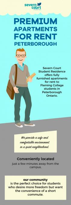 Severn Court Student Residence is a leading off-campus community that offers fully furnished apartments for rent to Fleming College students. Our housing is designed with students in mind so that they can enjoy student living at its best.