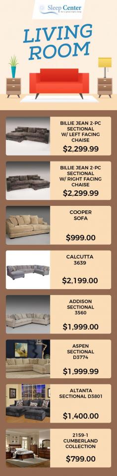 Explore Sleep Center’s great selection of living room furniture. We stock only top brand products that are stylish in nature with a 100-day low price guarantee. 