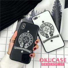 クロムハーツ アイフォン X XSケース ガラス面 iPhone xs xrカバー Chrome Hearts ペア用 iphone8/8plus カバー 個性的 芸能人 有名人愛用