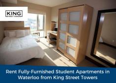 At King Street Towers, we offer only high end, modern, and fully-furnished student apartments for rent in Waterloo. We are backed by on-site management and maintenance personnel who provide professional assistance.