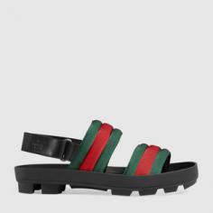 Gucci leather and web sandal