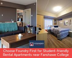 Located in London, Foundry First is just 49 steps from Fanshawe College. We are best known for offering full-furnished, safe, and comfortable student apartments for rent.