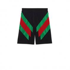 Nylon shorts with Web intarsia - Gucci 