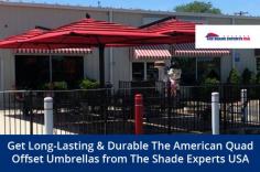 The Shade Experts USA provides long-lasting & durable The American Quad Offset Umbrella to provide excellent protection against atmospheric agents. This umbrella is made up of four umbrellas to provide the maximum covered shaded area.