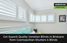 Visit Cosmopolitan Shutters & Blinds to choose from our broad range of superb quality Venetian blinds in Brisbane. All our blinds are customised to best suit your window covering needs.