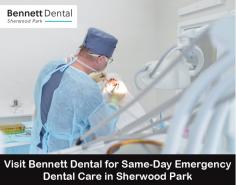 If you are in immediate dental pain, emergency dental care is required. Just contact Bennett Dental by phone immediately and have someone drive you to our clinic. We have a well-trained team to help you in any situation.