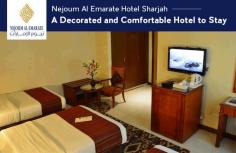 Nejoum Al Emarate Hotel Sharjah offers comfortable guestrooms for travelers who are looking for the comfort of a home away from home. Our hotel is just 15 minutes away from Sharjah International Airport and all rooms are gracefully furnished with modern amenities. We also offer free wifi and 24 hours room service.