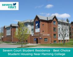 At Severn Court Student Residence, we offer furnished suites with private bedrooms and bathrooms, a living room, full kitchen, and dining area with all the necessary amenities at affordable prices. Our student housing is close to Fleming College, daily necessities such as restaurants and shops. 