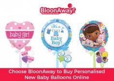 Discover a wide range of new baby balloons online at BloonAway. We are best known for delivering personalised, helium-inflated balloons packed in a gift box. Order online now! 