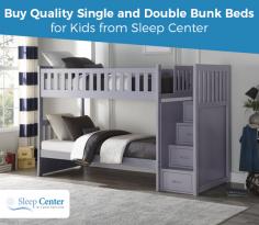 Buy Space saving and functional bunk beds for kids at affordable prices from Sleep Center. Available in a variety of designs, shape, and sizes! 90 Days Comfort Guarantee! Fast and Secure Same Day Delivery!
