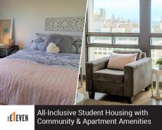 1Eleven is all-inclusive student housing that offers both shared and bachelor apartments to uOttawa students. Our housing is equipped with various community & apartment amenities that reflect the lifestyles of residents.