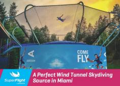 SuperFlight is your perfect wind tunnel skydiving source in Miami. Our wind tunnel generates over 120miles per hour winds so that you can fly like a bird without an airplane. 