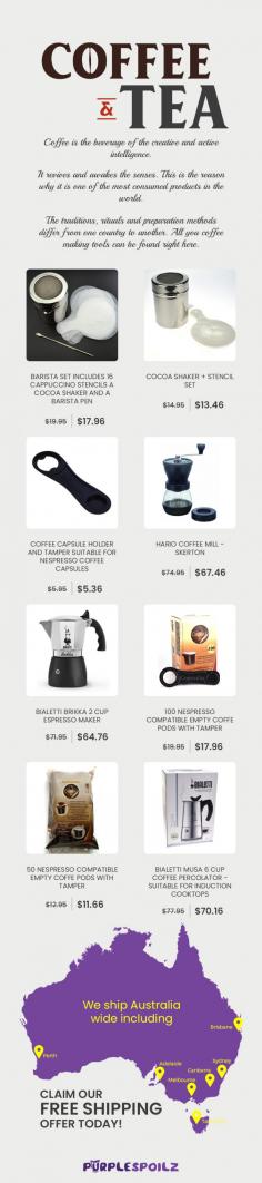 PurpleSpoilz is a leading online store to buy the best quality coffee and tea accessories in Australia. We stock an array of coffee and tea accessories at competitive prices. Visit our website for more details!