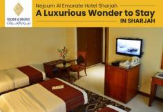 Nejoum Al Emarate Hotel Sharjah is a 3-star deluxe hotel located in the heart of Sharjah. Our all rooms are decorated and comfortable to stay for our guest. We offer flat TV screens, free Wi-Fi, 24 hours room service, free parking and more. 