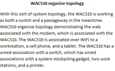 With this sort of system topology, the WAC510 is working as both a switch and a passageway in the meantime. WAC510 organize topology demonstrating the web associated with the modem, which is associated with the WAC510. The WAC510 is associated over WiFi to a workstation, a cell phone, and a tablet. The WAC510 has a wired association with a switch, which has wired associations with a system stockpiling gadget, two work stations, and a printer. 

http://mywifiext-net.com/
