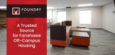 Looking for comfortable & convenient off-campus housing near Fanshawe College? End your search with Foundry First. Our housing is #49 steps away from the campus and equipped with amenities like an on-site lounge, the theatre, and gym.