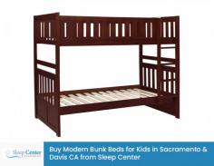 Buy durable and high-quality bunk beds for kids at low prices from Sacramento & Davis based trusted mattress store, Sleep Center. Our bunk beds come with a variety of designs, shape, and style!