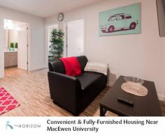 When it comes to fully-furnished and modern off-campus housing near MacEwen University, Horizon Residence is second to none. We have 2, 3, and 4 bedroom options with desks & chairs, wood laminated floors, flat-screen TVs, and more.