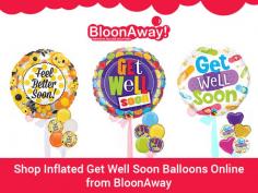 Order the best quality get well soon balloons online from BloonAway at everyday low prices. We have small and standard sized balloons for men, woman, and couples in fully-inflated condition. 