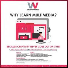 With a Multimedia (Graphic and Web Design) from the Virtual Voyage College get a chance to work with the most popular multimedia brands such as:
- Adobe 
- Amazon
- MPC
- Technicolor
- Prism and Pixels
- Bode Animation
- White Lotus Studios
- EFX
- Varnam Creative Studios
Creativity Never Goes Out Of Style, so Call on 9300460160 9009681101 and Stay Creative!
