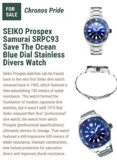 This watch formed the foundation of modern Japanese dive watches, but it wasn’t until 1975 that Seiko released their first “professional” dive watch, the watch from which Prospex (professional specifications) ultimately derives its lineage. 