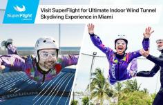 Want to enjoy flying like a real skydiver? Visit SuperFlight to have an ultimate indoor wind tunnel skydiving experience in Miami. Our wind tunnel generates wind over 120 miles per hour to let you fly up to 10 feet high.