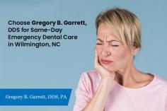 If you need emergency dentistry in Wilmington, NC, the dental clinic of Dr. Gregory B. Garrett, DDS is ready to see you the same day to ease your pain. Call us on (910) 763-3679. 