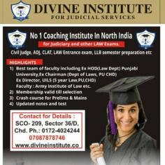 Divine Institute has been acknowledged as the best Judiciary coaching in Chandigarh. From faculty to study material everything is given in the best of value. 