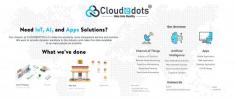 If you are planning to build your own IoT, AI, and Cross-Platform Apps solutions then appraise Cloudedots IoT solutions company to join and collaborate with you and provide a great solution that leads you to top in the market. Visit https://cloudedots.com/