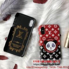 LV＆Supreme iphone11proケース おしゃれ アイフォンxr/xs maxカバー シュプリームｘヴィトン iphonexs/x/8 plus携帯けーす パンダ 犬をキャラクター スマホケース