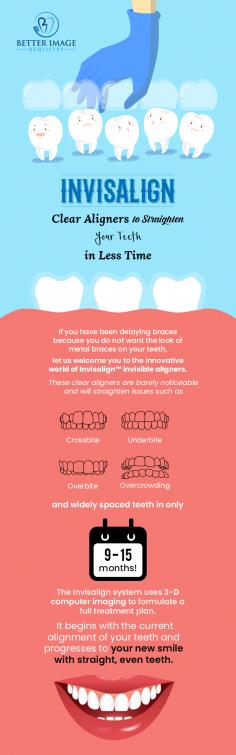 Having widely spaced or uneven teeth? Try Invisible aligners from Better Image Dentistry and get straight teeth in less time possible. We use 3-D computer imaging technology to straight the teeth in a comfortable manner. 