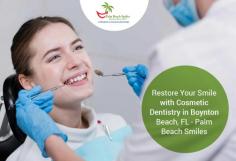 Welcome to Palm Beach Smiles! Conveniently located in Boynton Beach, FL, we offer the highest quality, comprehensive cosmetic dentistry services to children and adults. We offer efficient and convenient appointments to accommodate your busy schedule and online new patient forms to schedule your appointment at the convenience of your own home. 