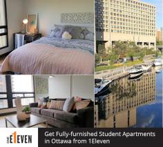 Get in touch with 1Eleven for fully-furnished apartments in Ottawa. We provide our students with top-class amenities like a study lounge, laundry lounge, café, parking, Wi-Fi, communal kitchen, 24hr emergency staff support, and more. For further details, visit our website. 
