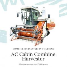 Fieldking AC Cabin Combine Harvester compactly designed best in build quality equipped with longer & wider rubber track. Fieldking self-propelled combine harvesters are highly rated by customers for their light-weight, work efficiency and perfect task killer. Get details of Fieldking AC Cabin Combine harvesters with their features, specification and price here at the website 