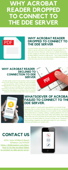Acrobat Reader app especially, free uses for an open pdf file, which in server transfer to the data for transformation in a particular format. However, when we try multiple documents as text, images at one time, then it shows an error as a prompt acrobat failed to connect to dde server .  Yet, it does frustrate you, although, then you can take advice to Digi Knowloogy to solve this issue and for more information.
https://digiknowlogy.com/blog/how-to-fix-the-acrobat-failed-to-connect-to-dde-server-error/


