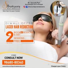 Get laser hair removal in Delhi with Dr. Suruchi Puri Medi Makeovers. Book your consultation now and get amazing Diwali offers. With a team of experienced laser hair removal professionals and approved hair removal treatments, we are the best hair removal skin clinic in Delhi. 