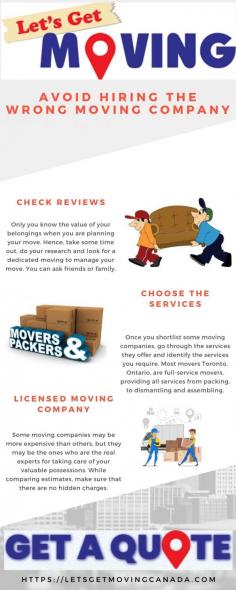 Let’s Get Moving Inc is a trust full-service moving company, on your side. It is an award -winning moving company, with some of the best moving company, Toronto, reviews. https://letsgetmovingcanada.com