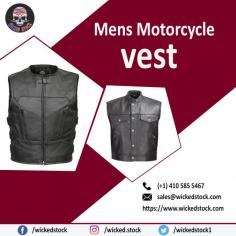 Wicked Stock offers Mens Motorcycle Vest at reasonable prices. Our motorcycle leather vests made by premium quality leather that not just keeps the torso warm in cold weather but also serves as a protective sheath against flying debris, rocks and critters during summer rides.