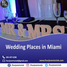 Are you looking for amazing wedding places in Miami? Four J Event Club is here to help you find out the best and unique place for your wedding. Contact now for any inquiry.
