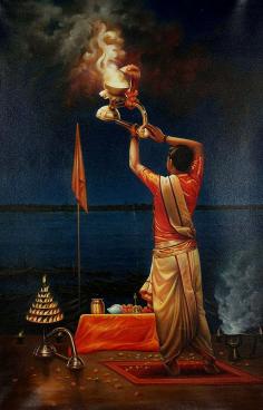 Oil Painting On Canvas-Ganga Aarti In One's Solitude At Dashashvamedh

Varanasi is the spiritual capital of India, home to no less than 2,000 temples of Hindu culture and tradition. The ghats and mandirs in this city provide ample opportunity to spiritually cleanse oneself, so strong is the presence in the city of all that is holy. Its patron deity is Kashi Vishvanath, whose temple is the biggest of all the ones located along the banks of the Ganga that flows through Varanasi.

Visit Oil Painting-Ganga Aarti: https://www.exoticindiaart.com/product/paintings/ganga-aarati-in-one-s-solitude-at-dashashvamedh-OW06/

Oil Paintings: https://www.exoticindiaart.com/paintings/oils/

Paintings: https://www.exoticindiaart.com/paintings/

#paintings #art #gangaaarti #canvaspainting #dashashvamedhghataarti #oilpaintings #indianart #hindureligion