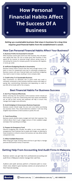 This infographic highlights what you need to know about the impact of personal financial habits on your business’s success and what habits you should have instead to ensure business success. Seek help from professional auditors and audit services who can help you perform a financial audit for your business cash flow.
