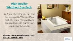 Are you looking for designer Baths for your bathroom? Then straight whirlpool bath is the ideal addition to any new bathroom design. Visit us https://www.tradeplumbing.co.uk/baths/whirlpool-spa-baths/whirlpool-spa-straight-baths.html
