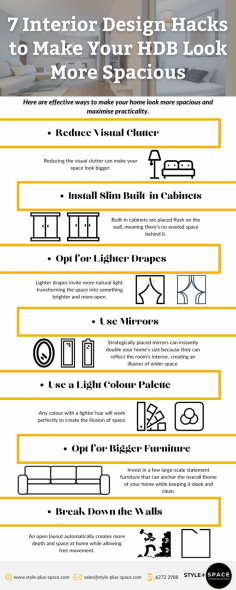 These 7 interior design hacks will make your small space look spacious. Get help from our professional interior designers in Singapore.

Source: https://bit.ly/3oIhCBK