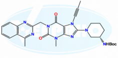 Linagliptin Related Compound B
Catalogue No. - VL870015
CAS No. - N/A
Molecular Formula - C30H36N8O4
Molecular Weight - 572.66
IUPAC Name - tert-butyl (R)-(1-(7-(but-2-yn-1-yl)-3-methyl-1-((4-methylquinazolin-2-yl)methyl)-2,6-dioxo-2,3,6,7-tetrahydro-1H-purin-8-yl)piperidin-3-yl)carbamate
Synonyms - Linagliptin N-Boc Impurity