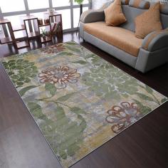 Machine Woven Heatset Polypropylene 10'x13' Area Rug Floral Beige Green M00024