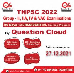 TNPSC 2022 Groups II, IIA, IV, and VAO - RESIDENTIAL & WEEKEND TRAINING PROGRAM - QUESTIONCLOUD
 

 
Question Cloud – India’s Largest Online Educational Assessment Portal which allows you to upgrade your knowledge on TNPSC exams and let you assess your knowledge online as well as offline.
 
We are happy to share with you, that we are all set to launch our 80-days fully Residential and Weekend Training Program for TNPSC - Groups II, IIA, IV, and VAO at Aksheyaa College of Arts & Science (Puzhuthivakkam, Maduranthagam Tk., Chengalpattu Dt.). This program is suitable for both the fresher and the experienced aspirants, so anyone who aspires to get the post from TNPSC can participate in this TNPSC residential and weekend training program, the full details are as follows. 
 
Training Program Begins on December 27, 2021.
Apply here in the google form
 
In our residential program, we have classes in the morning and then a test in the evening that is related to the class that was taken in the morning. We also provide notes that have been meticulously prepared from the TNPSC syllabus.
 
Our program's distinguishing feature is the methodology with which we will approach it; our teaching is based on the point approach. As a result, students are not required to study the entire set of materials. Our faculty will guide students through the proper preparation process because our teachers have extensive experience teaching the TNPSC syllabus as well as other government exams.
 
Key Features of our program include
1. Faculties who have already appeared for UPSC and TNPSC exams. 
2. 560 Hours of Classes.
3. Daily Test with 300 Questions & 15 Model Tests.
4. Test Providing Exposure to Over 50,000 Questions. 
5. Library Facility and Wi-fi enabled campus.
 

 
We are inviting you to kindly make use of this opportunity to ease your preparation in a well strategic approach. We are glad to help you prepare for the TNPSC exam and hope you get connected with us.
 
"Come, Study, and Become a Government official"
 
Interested in applying for this program? Then click here to fill out the form. 
 
For more information:
Visit us: www.questioncloud.in 
Email us: qcadmission@gmail.com 
Call at:
+91 782 402 5188 / 782 402 6188 / 994 056 9880
 


--
Thanks and Regards,
Question Cloud


